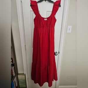 Women's Flutter Cap Sleeve Maxi A-Line Dress